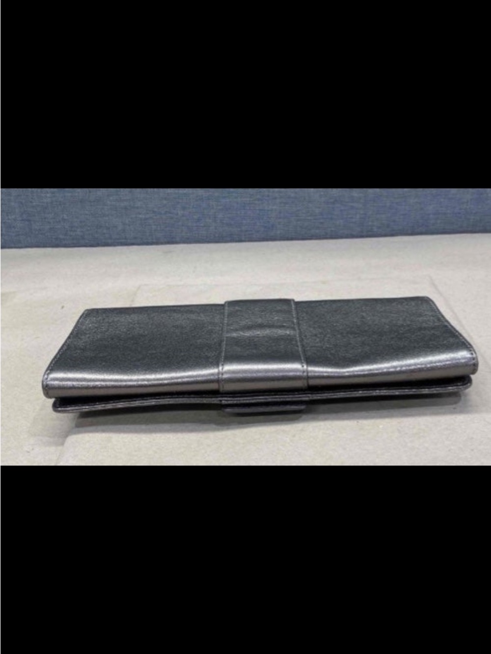 Michael Kors Metallic Gunmetal Leather Clutch with Buckle - Picture 5 of 9
